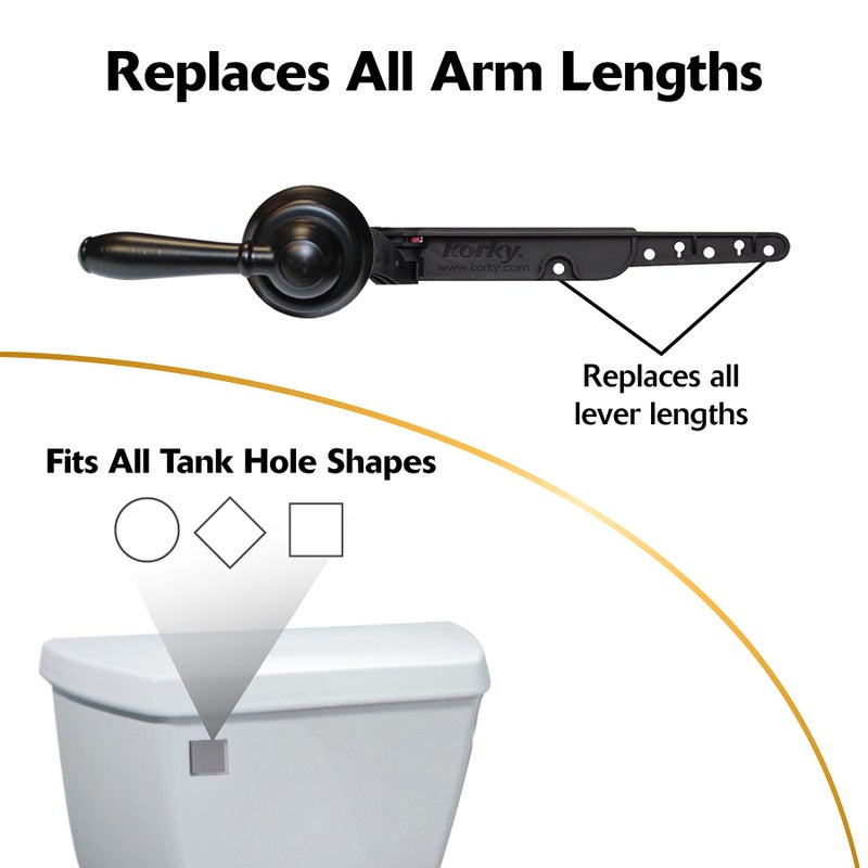 Korky 6081BP Strongarm Tank Lever Universal to Fit Front Angled Side Left and Right Mount Toilets, Oil-Rubbed Bronze, Faucet Style - Image 4